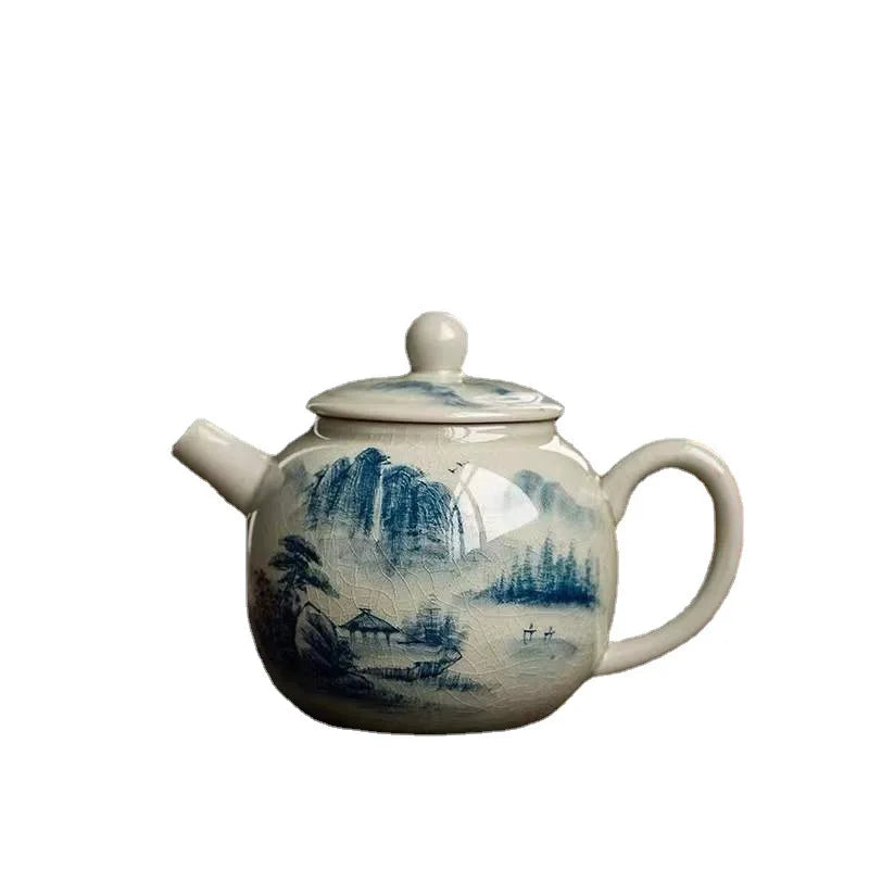Vintage Teapots Kungfu Ceramic Teaware Teacups Set Chinese Luxury Retro Tea Pots for Home Use Handpainted Pottery Tea Kettle