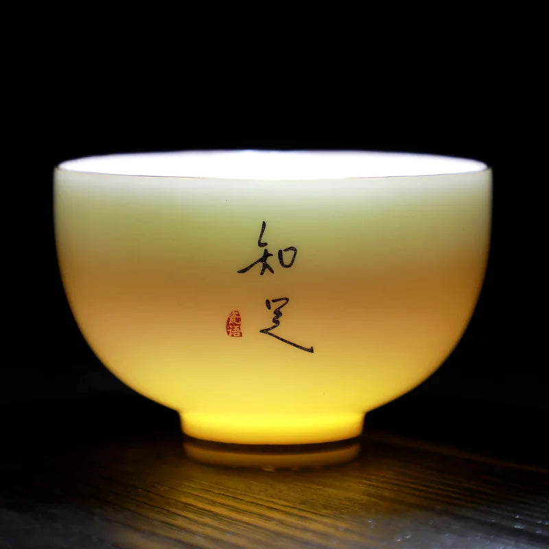 White Jade Tea Cup Tea Cup Blanc De Chine Tea Cup Manual Painting Golden Kung Fu Tea Set Household Single Tea Cup