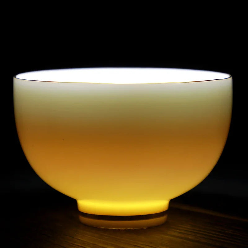 White Jade Tea Cup Tea Cup Blanc De Chine Tea Cup Manual Painting Golden Kung Fu Tea Set Household Single Tea Cup
