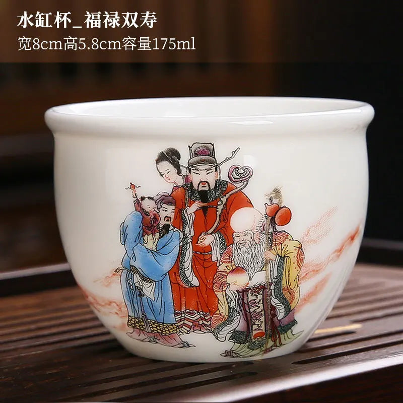 White Porcelain Tea Cup Large Handmade Ceramic Teacup Household Tea Bowl Handpainted Kung Fu Tea Set Master Cup Chinese Teaware
