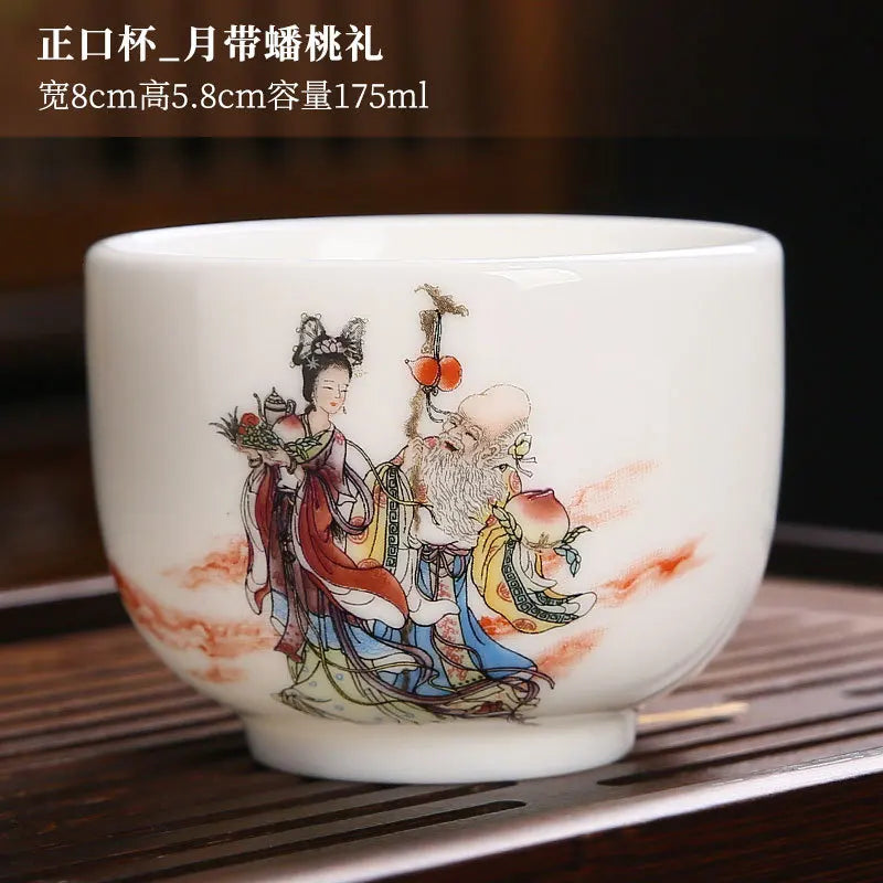 White Porcelain Tea Cup Large Handmade Ceramic Teacup Household Tea Bowl Handpainted Kung Fu Tea Set Master Cup Chinese Teaware