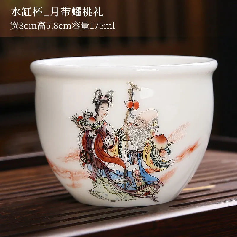 White Porcelain Tea Cup Large Handmade Ceramic Teacup Household Tea Bowl Handpainted Kung Fu Tea Set Master Cup Chinese Teaware