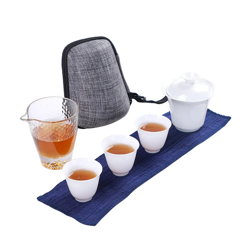 White ceramic teapot gaiwan porcelain  tea sets 3 cups a tea sets teacups a portable travel tea set drinkware Free shipping B34