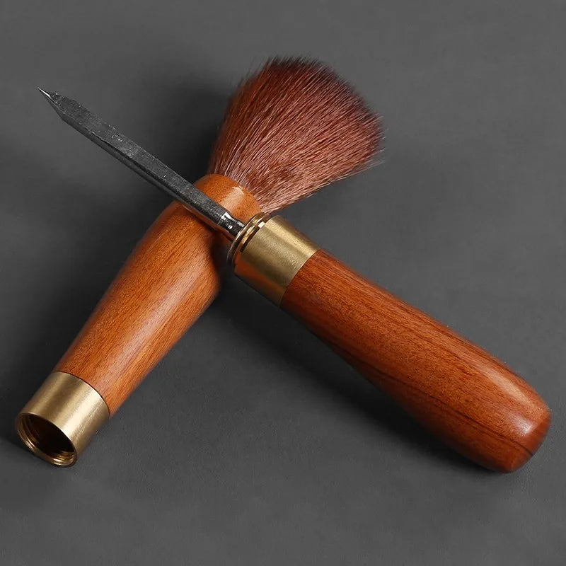 Wooden Handmade Tea Brush Teapot Pen Natural Wood Tea Accessories Cleaning Brush Dual Use Handle Tea Needle Tea Knife