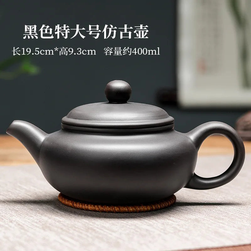 Yixing Black Clay Teapot Ball Hole Filter Kettle Archaize Tea Pot Drink Puer Tea Ceremony Supplies Teaware Drinkware Set400ML
