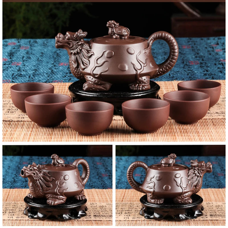 Yixing-Bronze Antique Purple Clay Teapot, Raw Ore Red Mud Filter Teapot, Large Capacity Tea Pot, Kungfu Teaset
