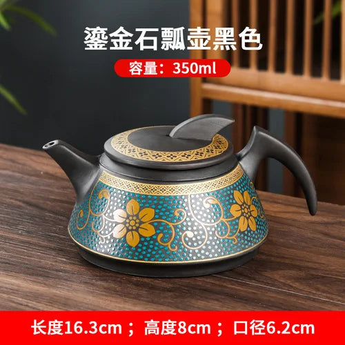 Yixing Clay Teapot, Chinese Style, Retro Teapot, Gilded Household, Simple Japanese Tea Maker, Kungfu Tea Set