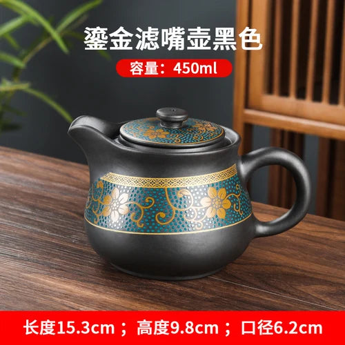 Yixing Clay Teapot, Chinese Style, Retro Teapot, Gilded Household, Simple Japanese Tea Maker, Kungfu Tea Set
