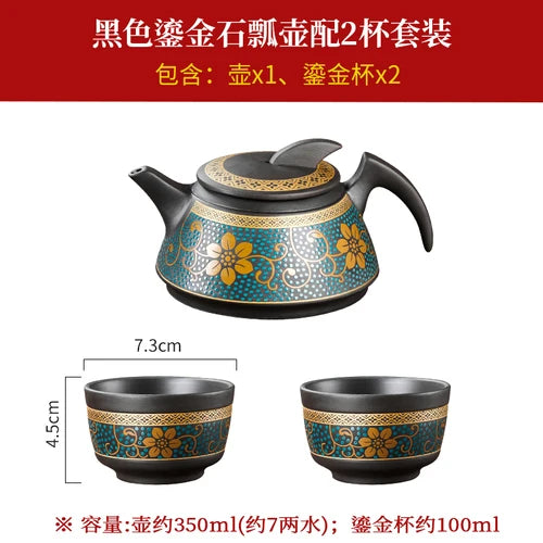Yixing Clay Teapot, Chinese Style, Retro Teapot, Gilded Household, Simple Japanese Tea Maker, Kungfu Tea Set
