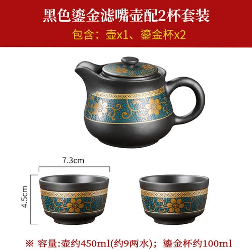 Yixing Clay Teapot, Chinese Style, Retro Teapot, Gilded Household, Simple Japanese Tea Maker, Kungfu Tea Set