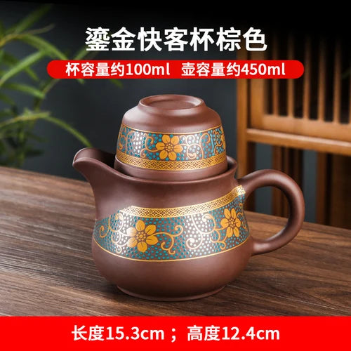 Yixing Clay Teapot, Chinese Style, Retro Teapot, Gilded Household, Simple Japanese Tea Maker, Kungfu Tea Set