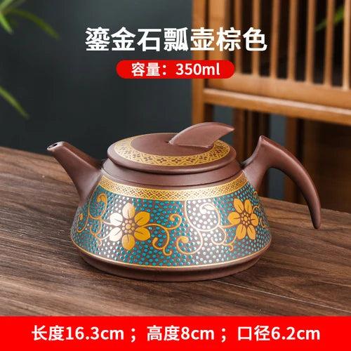 Yixing Clay Teapot, Chinese Style, Retro Teapot, Gilded Household, Simple Japanese Tea Maker, Kungfu Tea Set