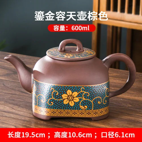 Yixing Clay Teapot, Chinese Style, Retro Teapot, Gilded Household, Simple Japanese Tea Maker, Kungfu Tea Set