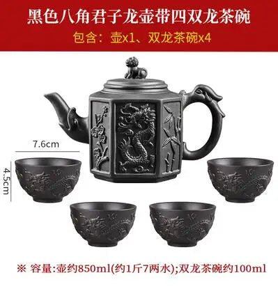 Yixing Clay Zisha Teapot Large Handmade Dragon Teapot Single Pot Ceramic Household Kungfu Tea Set Tea Cup Set Water Kettle Puer