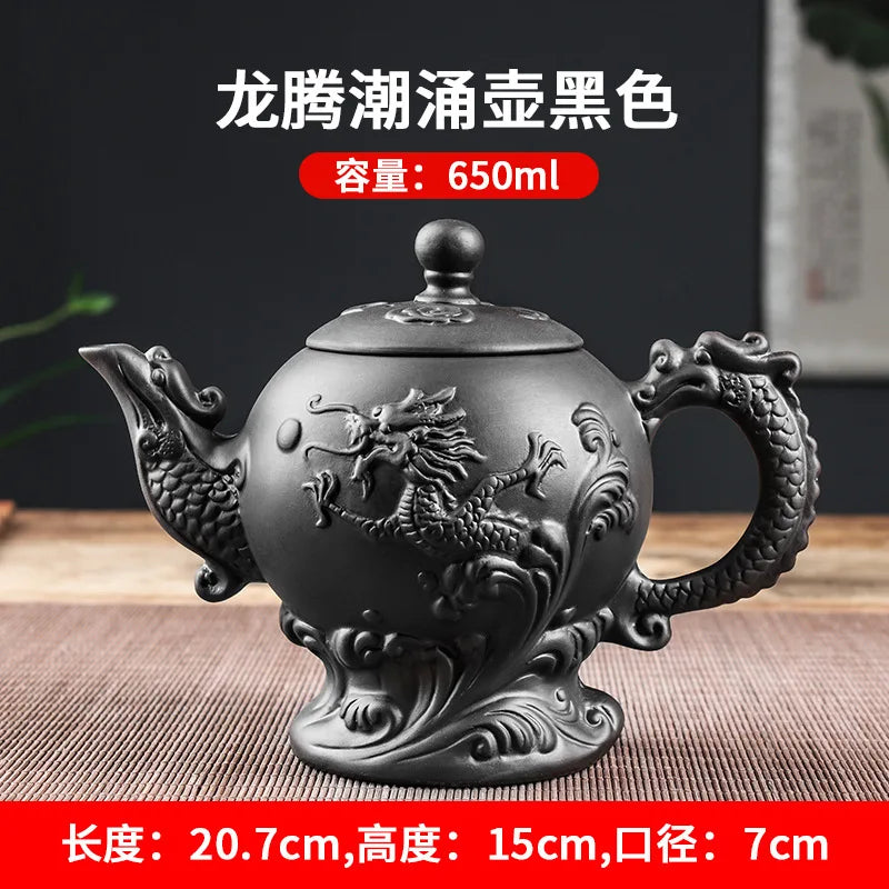 Yixing Clay Zisha Teapot Large Handmade Dragon Teapot Single Pot Ceramic Household Kungfu Tea Set Tea  650ml