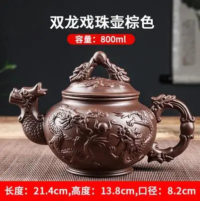 Yixing Clay Zisha Teapot Large Handmade Dragon Teapot Single Pot Ceramic Household Kungfu Tea Set Tea Cup Set Water Kettle Puer