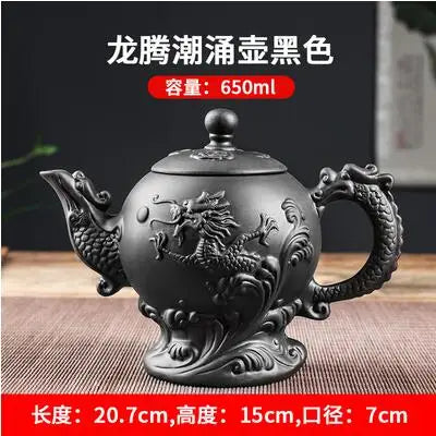 Yixing Clay Zisha Teapot Large Handmade Dragon Teapot Single Pot Ceramic Household Kungfu Tea Set Tea Cup Set Water Kettle Puer