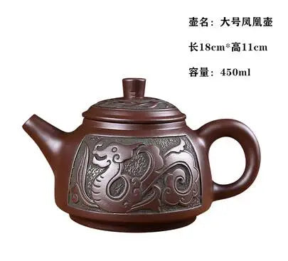Yixing-Handmade Purple Sand Ceramic Teapot, Large Bubble Teapot, Single Teacup Set, Antique Teapot, Household Tea Set