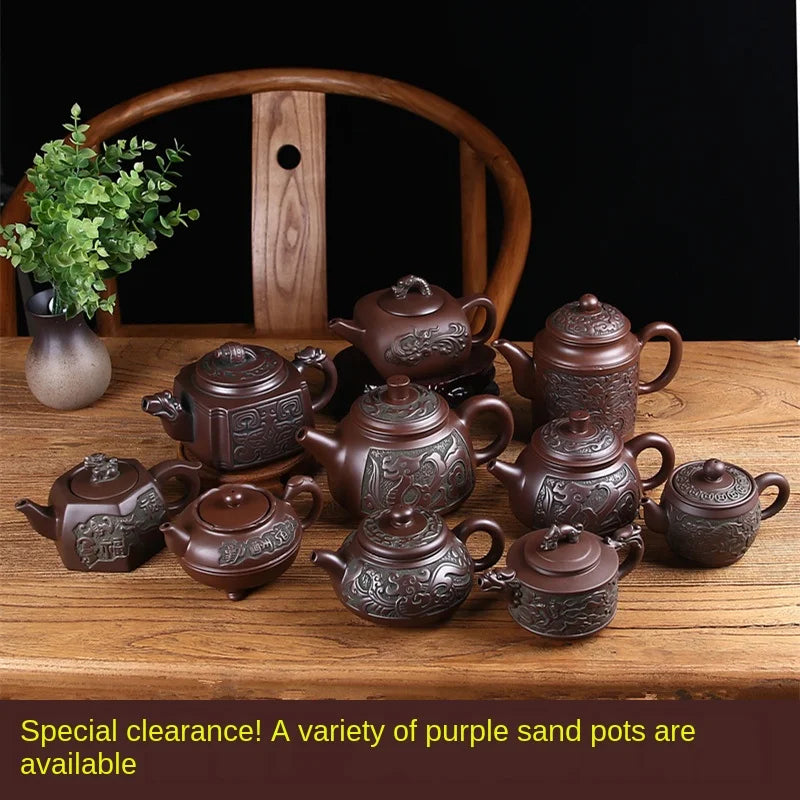 Yixing-Handmade Purple Sand Ceramic Teapot, Large Bubble Teapot, Single Teacup Set, Antique Teapot, Household Tea Set
