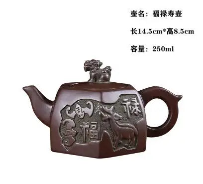 Yixing-Handmade Purple Sand Ceramic Teapot, Large Bubble Teapot, Single Teacup Set, Antique Teapot, Household Tea Set