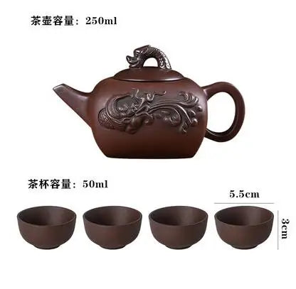 Yixing-Handmade Purple Sand Ceramic Teapot, Large Bubble Teapot, Single Teacup Set, Antique Teapot, Household Tea Set