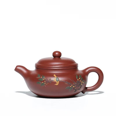 Yixing Original Mine Purple Painted Plum Blossom Teapot Full Handmade Antique Household Kung Fu Black Tea Teapot Teaware