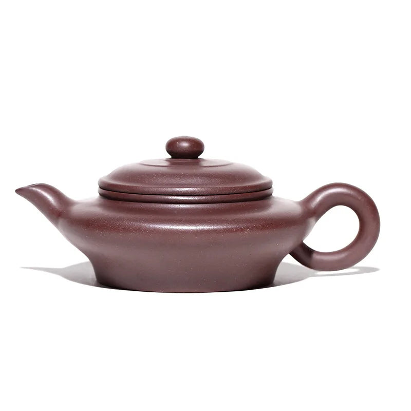 Yixing Purple Clay Teapot Handmade Famous Tea Set Raw Ore Purple Sand Flat Oval Tea Pot Purple Clay Household Tea Set