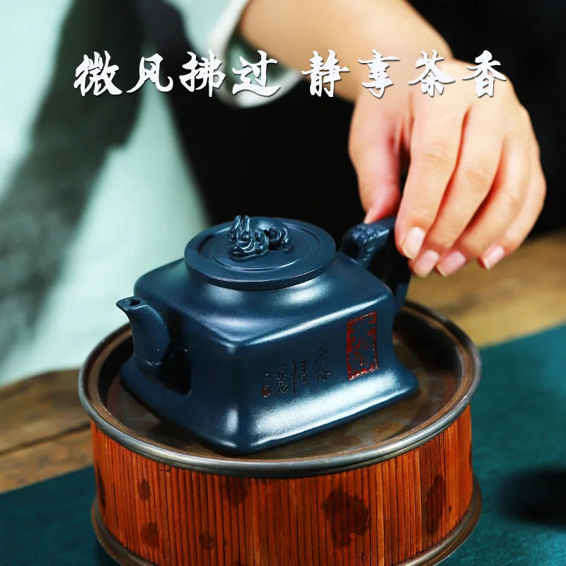 Yixing Purple Clay Teapot Handmade Teapot Health Kung Fu Tea Set Tea Fancier Collection Day Blue Mash
