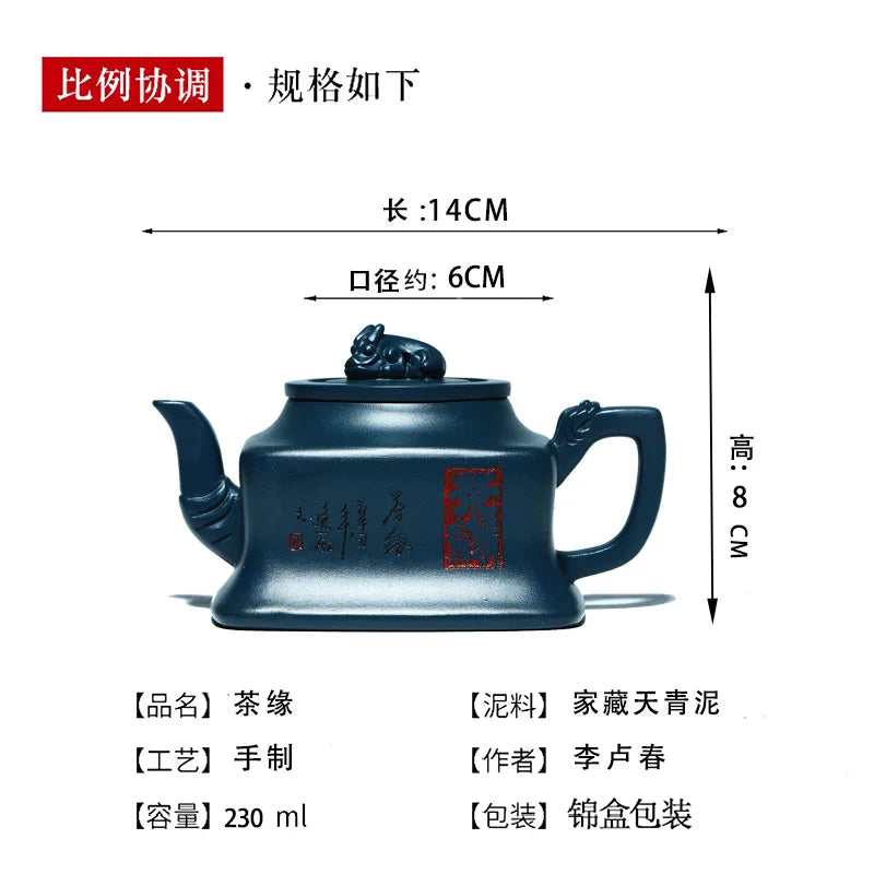 Yixing Purple Clay Teapot Handmade Teapot Health Kung Fu Tea Set Tea Fancier Collection Day Blue Mash