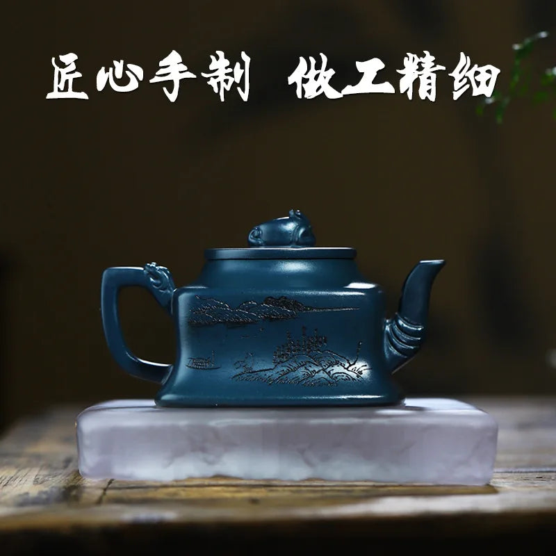 Yixing Purple Clay Teapot Handmade Teapot Health Kung Fu Tea Set Tea Fancier Collection Day Blue Mash