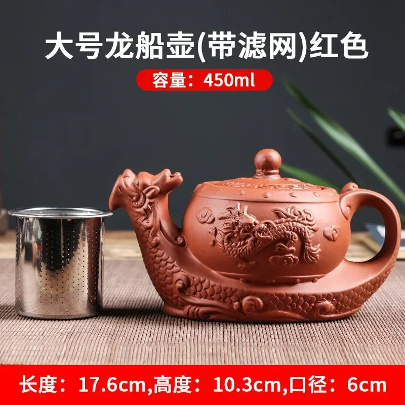 Yixing Purple Clay Teapot Large Capacity Teapot Single Pot with Built-in Stainless Steel Filter Teapot Household Kungfu Tea Set