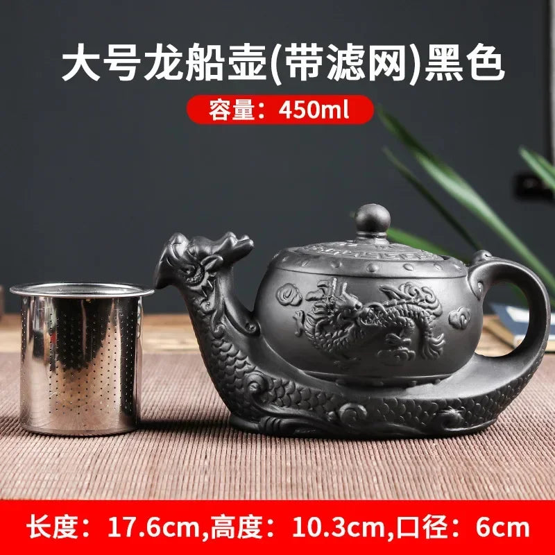 Yixing Purple Clay Teapot Large Capacity Teapot Single Pot with Built-in Stainless Steel Filter Teapot Household Kungfu Tea Set