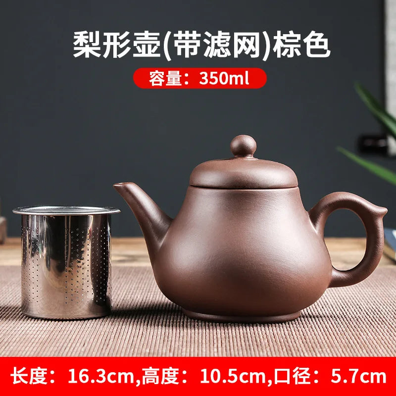Yixing Purple Clay Teapot Large Capacity Teapot Single Pot with Built-in Stainless Steel Filter Teapot Household Kungfu Tea Set