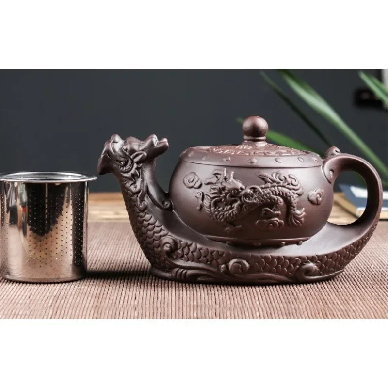 Yixing Purple Clay Teapot Large Capacity Teapot Single Pot with Built-in Stainless Steel Filter Teapot Household Kungfu Tea Set