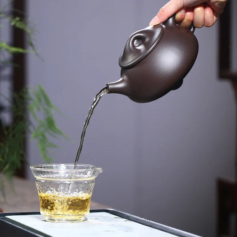 Yixing Purple Clay Teapot Master Hand Carved Peony Tea Pot Filter Kettle Chinese Authentic Zisha Tea Set 500ml Puer Teapot