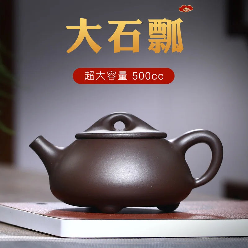 Yixing Purple Clay Teapot Master Hand Carved Peony Tea Pot Filter Kettle Chinese Authentic Zisha Tea Set 500ml Puer Teapot
