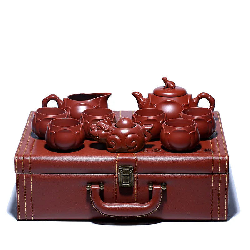 Yixing Raw Ore Dahongpao Tea Teapot Set Frog Lotus Root Teapot Pitcher Chopsticks Tea Cup Purple Clay Pot