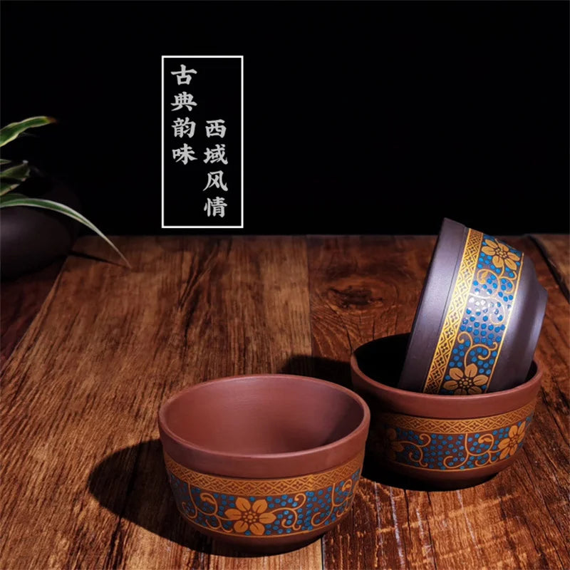 Yixing Raw Ore Purple Clay Teacup Boutique Handmade Tea Bowl Master Tea Cup Chinese Authentic Zisha Tea Set 100ml