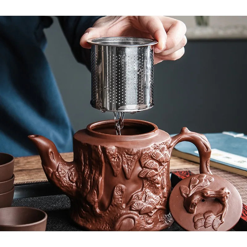 Yixing Zisha Tea Pot Large Capacity Zisha Tea Pot Large Stainless Steel Filter Tea Pot Kung Fu Tea Set Tea Cup Set