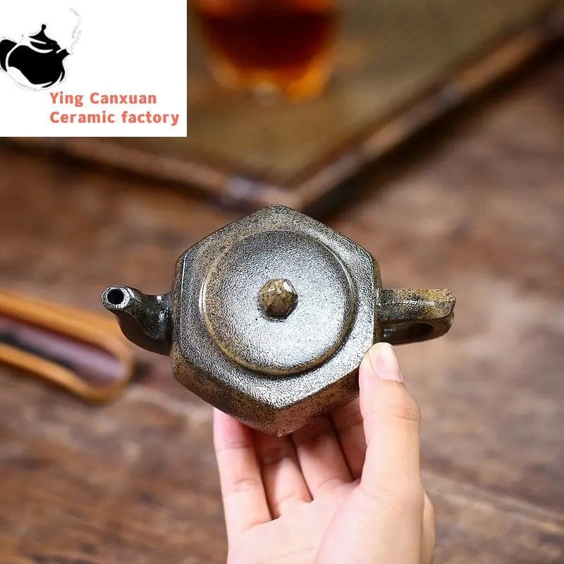 Yixing Zisha Teapot Wood-fired All Handmade Six-square Palace Lantern Teapot Kung Fu Tea Set Teapot Small Capacity 150ml