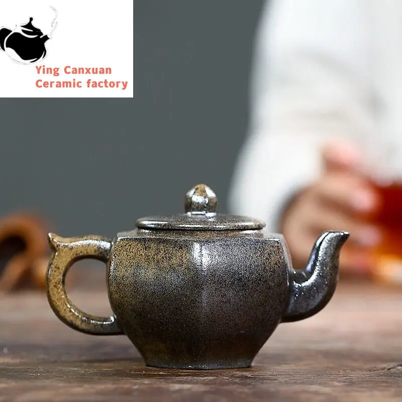 Yixing Zisha Teapot Wood-fired All Handmade Six-square Palace Lantern Teapot Kung Fu Tea Set Teapot Small Capacity 150ml