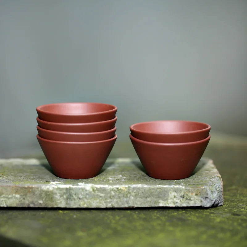 Yixing purple clay pot kungfu tea set tea cup small cup tea cup tea bowl handmade old purple clay bamboo hat cup