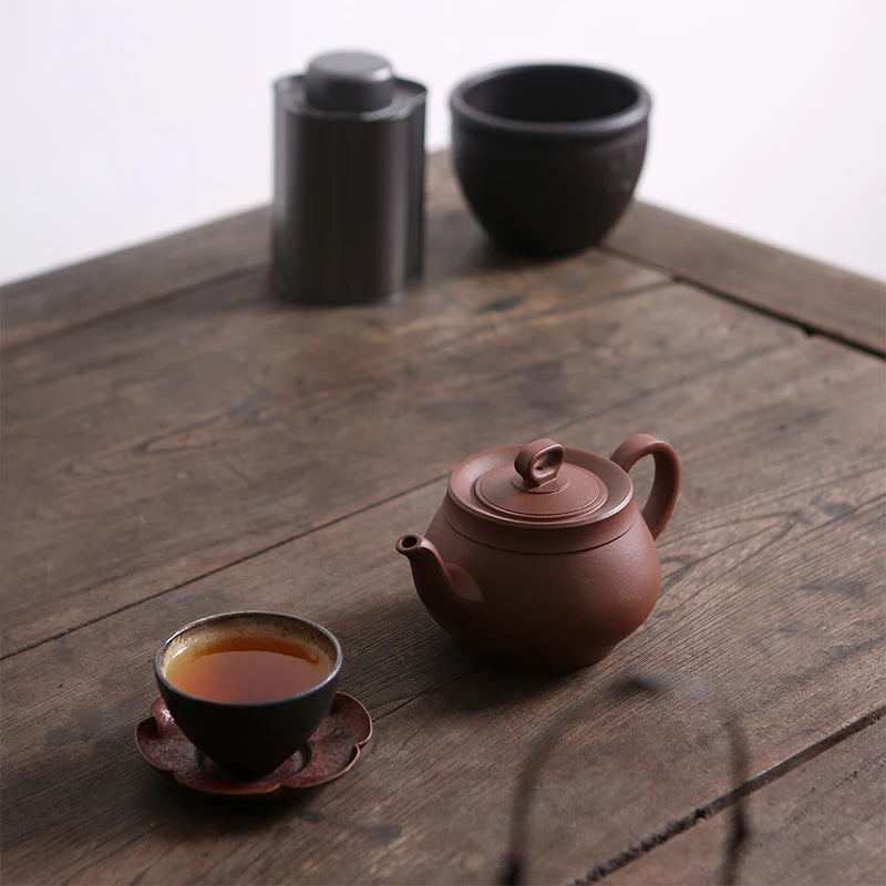 Yixing purple clay teapot famous original mine handmade Kungfu teapot tea set bottom trough qingsiyuan teapot 310ML