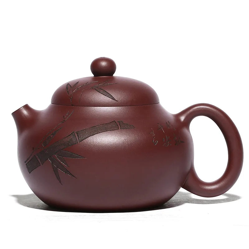 Yixing purple clay teapot raw ore purple clay and green bamboo Wendan teapot Kung Fu tea set teapot capacity 300ml