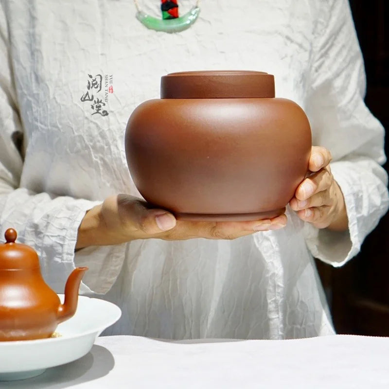 Yueshan Hall | With Tolerance Fine Zisha Tea Pot Tea storage pot Tea warehouse High-End Boccaro Teapot Hand-Crafted