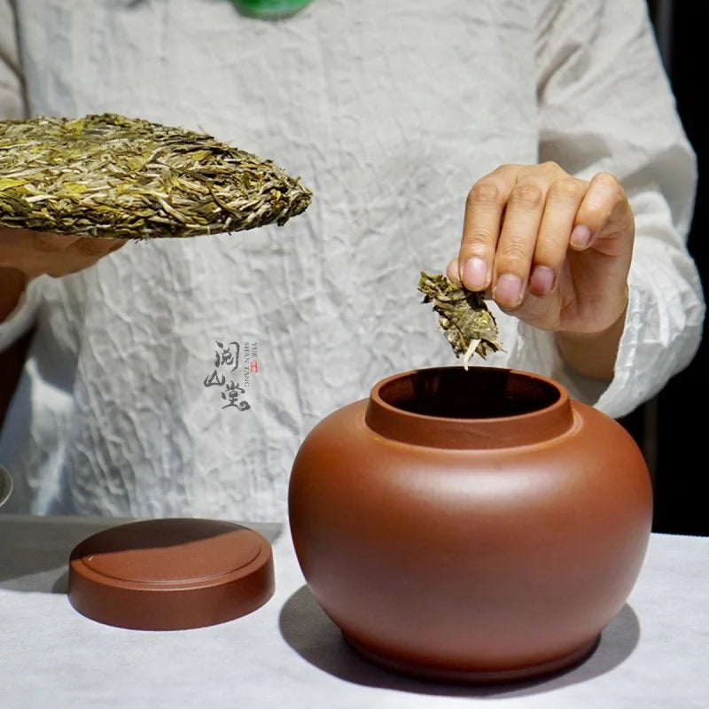 Yueshan Hall | With Tolerance Fine Zisha Tea Pot Tea storage pot Tea warehouse High-End Boccaro Teapot Hand-Crafted