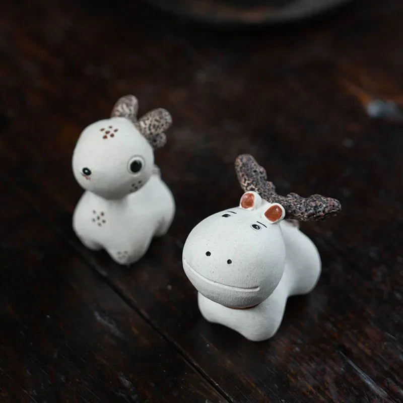 ZiSha Tea Pet Purple Clay Tea Pet Sika Deer Reindeer Kung Fu Tea Set Home Decoration Tea Accessories