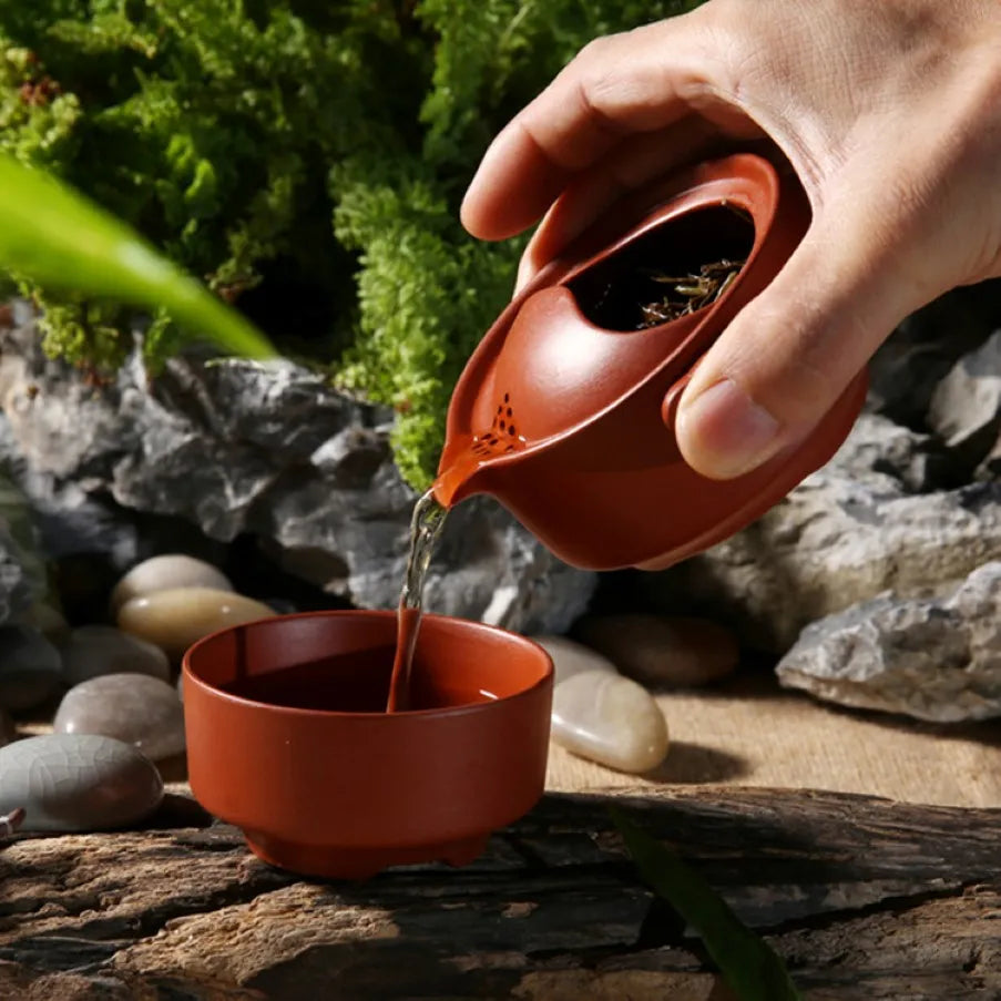China Zisha teapot 1 teapot 1 cup Kung Fu tea set suits office travel portable tea sets Kung Fu teapot tea cups accessories 2841