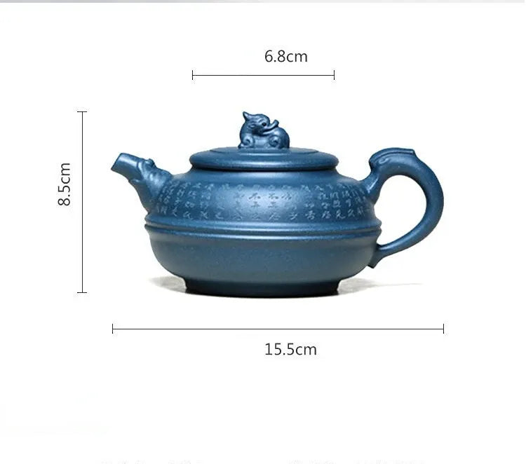 340ml Handmade Hand Painted Yixing Teapot Purple Clay Blue Tea Pot Kung Fu Zisha Teapot Tea Set