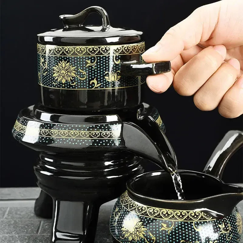 8 Pcs Set Semi Automatic Tea Sets Chinese Ceramic Purple Clay Tea Set Tea Cup The Kung Fu Teapot Set